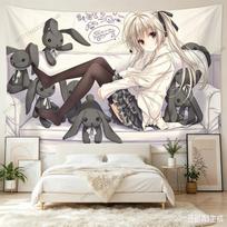Aesthetic Anime Sora Bunny Girl Wall Tapestry Cute Flag Bedroom Cartoon Teen Tapestries Party Background Cloth Kawaii Home Decor 100X70CM gray