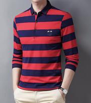Stripe Embroidered Cotton Long Sleeve Polo Shirt Men New Summer Fashion Streetwear Casual Top for Daily Street Wear Outdoor Activity L balta