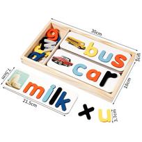 Montessori Medinis ABC Rašybos Dėlionės Žaislas Vaikams Abėcėlės Žodžių Mokymosi Žaidimas Mažylio Ankstyvasis Ugdymas Kognityvinis Žaislas beige
