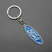 3D Metalinis automobilio raktų pakabukas Ford Focus Fiesta Mondeo Explorer Transit Escape Puma Kuga MK2 PU odos emblema Raktų pakabuko priedai DF0 gray