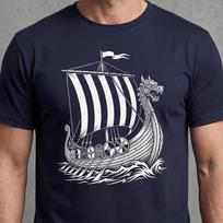 Vikingų ilgvalčio marškinėliai | Drakono priekis Norse mitologijos marškinėliai (Comfort Colors® 1717) 140 black