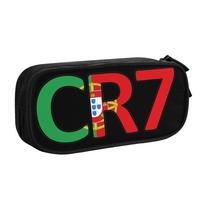 Fun CR7 Ronaldo 7 Pencil Cases Soccer Pencil Box Pen Box Kids Large Storage Pencil Bags School Supplies Cosmetic Stationery 21x10.5x5cm red