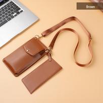 Genuine Leather Crossbody Phone Bag - Versatile, Large Capacity - Fits iPhone & Huawei brown