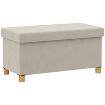 Sulankstomas daiktų laikymo suolas lovos gale tūris 67 L keliamoji galia 120 kg su dangčiu 76I x 38P x 38A cm kremas 76 x 38 x 38 cm