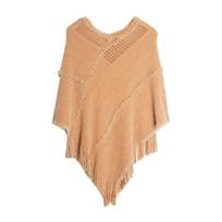 Elegantiškas moteriškas megztas skraistės pončas su kutais, lengvas megztas pončo megztinis, apsiaustas, šiltas, jaukus megztas pončo megztinis moterims, megztas kardiganas one size red
