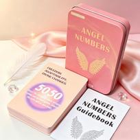 Angelų Skaičių Orakulas, 50 kortelių kaladė 11,5*8 cm skardinėje dėžutėje ir vadovas, Dvasinės Angelų Skaičių Patvirtinimo Kortelės įvairiaspalvis