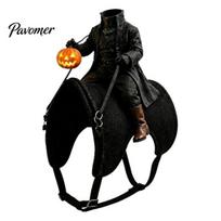 Juokingas katės Helovino kostiumas, Kostiumas be galvos raitelio, 3D raitelio augintinio apranga su moliūgo odai draugišku Cosplay žibintu, Reguliuojama petnešėlė juoda