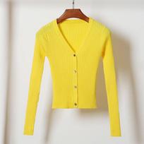 Newly Women Cardigans Sweater 2020 Fashion Slim Ladies Knitted Sweater Long Sleeve Buttons V-neck Sweater Coat Spring Autumn M