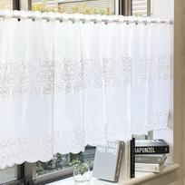 INTERIX Siuvinėti nėriniai Kavinės užuolaida Mažam 100 cm pločio x 90 cm ilgio Langams, Ilga, Japonija, Raštas, balta