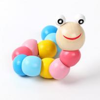 Spalvingi Montessori mediniai dėlionės žaislai vaikams Macaron kaladėlės Edukacinis mokomasis žaislas Kūdikių barškučiai Grafinis dizainas beige