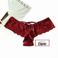 Best-Selling Sexy Lace Thong: Victoria Low Waist Seamless Panties for Women, Available In Large Sizes Small vyno raudonos spalvos