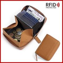 Japoniškas RFID natūralios odos armonikėlės tipo kortelių dėklas piniginė šviesiai žalios spalvos