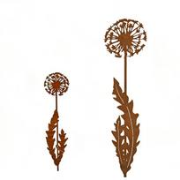 Rusty Finish Dandelion Garden Art Rustic Metal Stake brown
