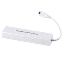 3 prievadų Micro USB 2.0 HUB į RJ45 tinklo eterneto adapteris, skirtas Android planšetiniams kompiuteriams balta