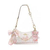 COACH shoulder bag [Customized bag] Teri 25 brand micro-label detachable strap bow silk scarf extension chain printed artificial moon lake basic model balta