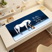 The Boy Mole Fox The Horse Mouse Pad Nonslip Locking Edge PC Laptop Accessories Rubber Office Keyboard Large Game  DeskMat SBD400x800x2mm white