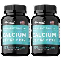 4-in-1 kalcio papildas, kalcio 600 mg, vitamino D3, vitamino K2 ir vitamino B12 5000 TV 120*2