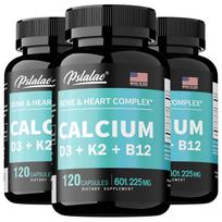 4-in-1 kalcio papildas, kalcio 600 mg, vitamino D3, vitamino K2 ir vitamino B12 5000 TV 120*3