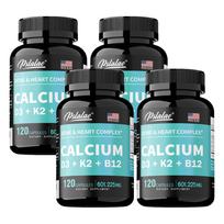 4-in-1 kalcio papildas, kalcio 600 mg, vitamino D3, vitamino K2 ir vitamino B12 5000 TV 120*4
