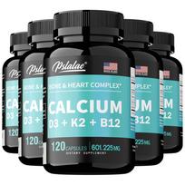4-in-1 kalcio papildas, kalcio 600 mg, vitamino D3, vitamino K2 ir vitamino B12 5000 TV 120*5