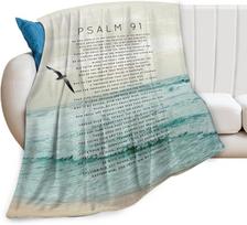 Krikščioniška Biblijos pledas Psalmė 91 Mesti pledą Krikščioniškos dovanos ir dekoras Religinis Biblijos eilutės pledas moterims, vyrams, mergaitėms, berniukams 75X95CM gray