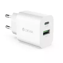Devia Smart travel charger | 20W | PD, QC | USB-C, USB-A | white