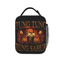 Italian Brainrot Tung Tung Tung Sahur  Insulated Lunch Bag Cooler Bag Reusable,Lunch Container  Large Tote Lunch Box College One Size black