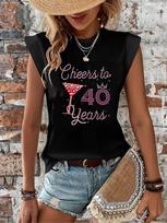 Sveikiname su 40-mečiu Bling kokteilių taurė Karūna T-shirt L black