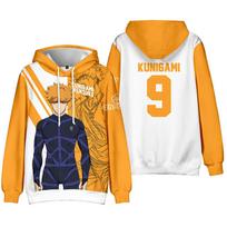 Anime Blue Lock Kunigami Rensuke 3D Print Hoodie, Double‑Sided Print Sweatshirt With Name & Number 9 Pullover Casual Hooded Sweat Tops XXXXL orange