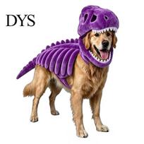 Juokingas dinozaurų kostiumas, naminio gyvūno skeleto kostiumas, Helovino šunų apranga, minkštas šiltas cosplay kostiumas šunims katėms, „Trick or Treat“ aprangos rekvizitas M pilka