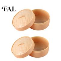 Transparent Fondant Bun Holder Steamer Shape Storage Box, with Lid, DIY Bread Project Box Crafts Display Case, for Handmade Collectibles Home 2pcs beige
