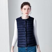 Women White Duck Down Vest Ultra Light Vest Jacket Winter Weightless Round Collar Sleeveless Coat XL balta