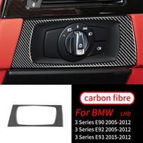 BMW E90 E92 E93 3 serijai 2005-2012 m. Tikro anglies pluošto priekinių žibintų jungiklio dekoratyvinis rėmelio apdaila Interjero dalis black