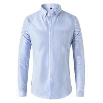 Nauji geros kokybės vyriški marškinėliai ilgomis rankovėmis dryžuoti verslo biuro laisvalaikio marškinėliai Slim Fit Streetwear Homme plius dydis M-5XL L white