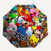 1PC Super Smash Bros. Characters Automatic Umbrella 8 Rib Portable Folding Black Iron Frame for Outdoor, Beach, Travel, Beach Umbrella  0905180 red