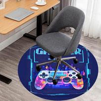 1PC Gamer Controller Round Chair mat Area Rug - Non-Slip, Floor Mat for Office, Bedroom, and Indoor Decor -Gift D1127173 80cm by 80cm gray