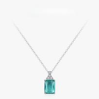Ailmay Sterling Silve Rectangle Pendant Necklace for Women Blue Green Zircon Jewelry Anniversary Gift žalia