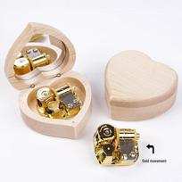 DIY Heart-Shaped Music Box with Mirror – Wooden Ornament for Birthday or Christmas Gift brown
