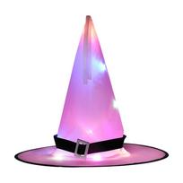 LED šviečiantis raganos skrybėlė Helovinui, šviečiantis kostiumo aksesuaras su daugiaspalviais šviesomis vakarėliams ir festivaliams violetinė