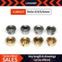 New Product Bevel Gear Bevel Gear 0.8Model 15Teeth Hole 3/4/5/6mm 90 Transmission Diy Copper Steel Hole 6 (copper) gray