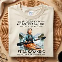 Still Kayaking In Their Seventies Shirt, Funny 70th Grandma Birthday Gift, Kayak Lover Tee, Outdoor Adventure Shirt, Senior Kayaking Gift 2XL white