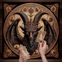 1PC 2D Flat Gothic Mystic Goat Head Tablecloth Multiple Sizes Intricate Pentagram Zodiac Print Tarot Soft Polyester Ideal Gift 100X70CM