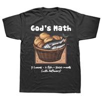 God's Math Bread Fish 5 Loaves 2 Fish 5000 Meals T-shirt M gray