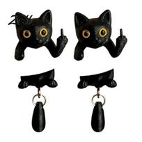 Matte Texture Animal Earrings 1 Pair Black Cat Middle Finger for Women, 3D Printed Cute Women Earrings, Funny Gothic Front Back Dangle Jewelry juoda
