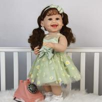 Naujos Besišypsančios Reborn Kūdikio Lėlės 55 cm Realistiškos Bebe Reborn Princesės Su Įšaknytintais Garbanomis Pilnas Silikoninis Vinilo Kūnas Gimtadienio Kalėdų Dovanos 22 inch about 55 cm black