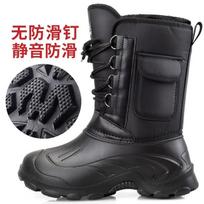 Vyriški didelio dydžio žvejybos žieminiai šilti sniego batai su pliušiniu pamušalu, vandeniui atsparūs ankle boots, neslystantys lauko batai, žygio, alpinizmo, sporto darbo batai 45 black