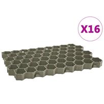 vidaXL Žolės-vejos koriai, 16vnt., žali, 60x40x3cm, plastikas