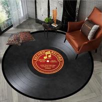 Retro vinilinės plokštelės kilimas Muzikos praktikos patalpa Neslystantis grindų kilimėlis svetainei, miegamajam, biurui Dekoras Madingas namų dekoras 80cm gray