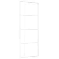 vidaXL Stumdomos durys, baltos, 76x205cm, ESG stiklas ir aliuminis