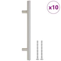 vidaXL Spintelės rankenėlės, 10vnt., sidabrinės, atstumas tarp skylių 160 mm bendras ilgis 224 mm, nerūdijantis plienas